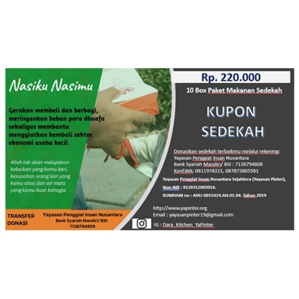 Kupon Sedekah Nasiku Nasimu 10 Box Paket Makanan